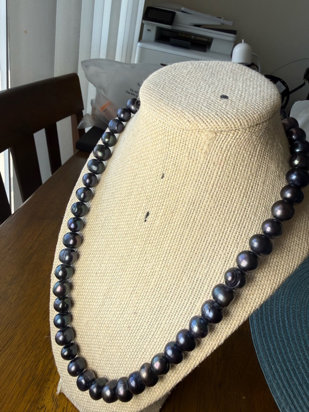 Classic Black (Peacock) Freshwater Pearl Necklace - Elegant Women’s Jewelry - Picture 3 of 6
